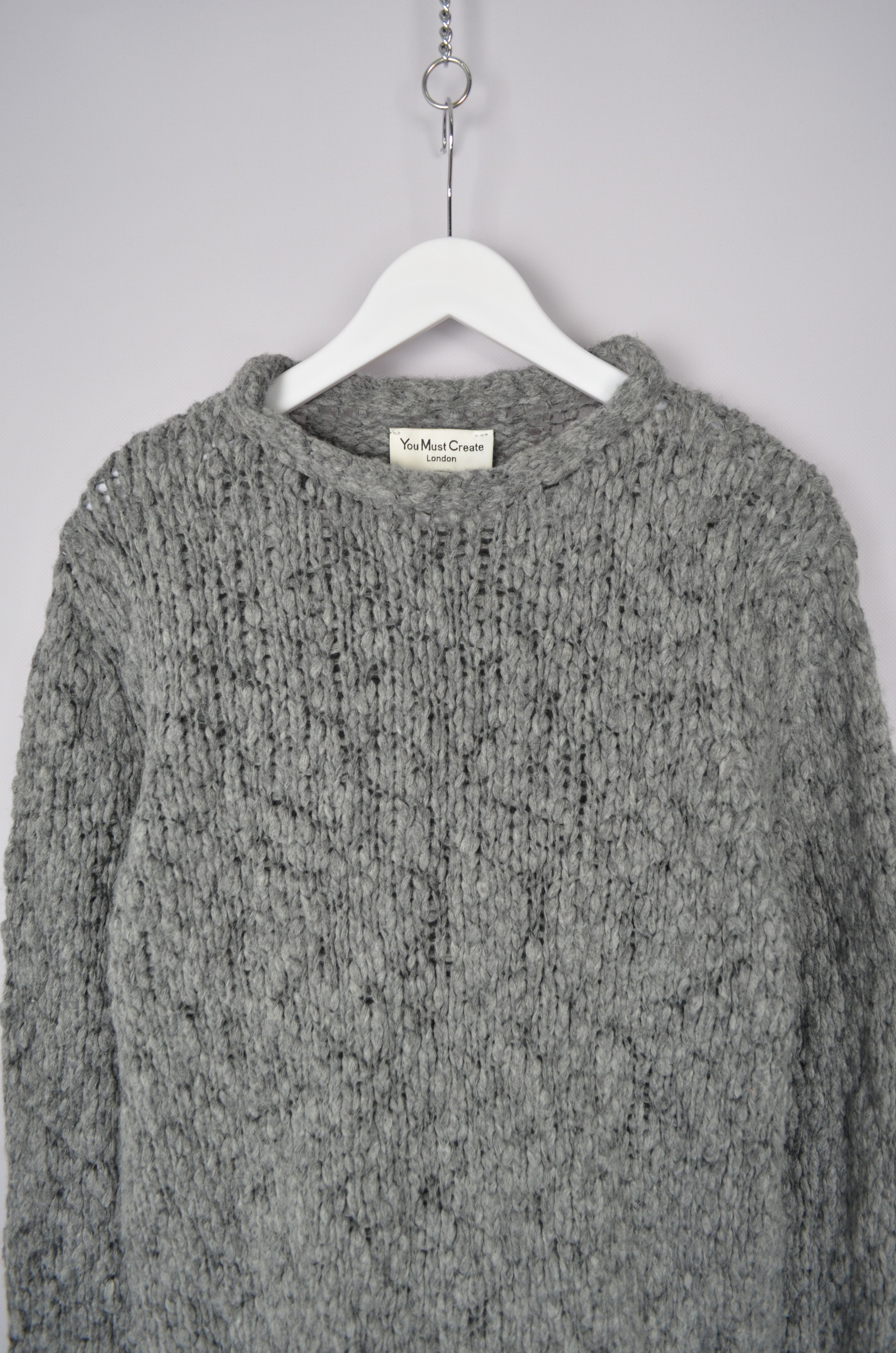 Designer × YMC YMC You Must Create Knit Grey Wool Blend Crew Neck Sweater Size US S / EU 44-46 / 1 - 3 Thumbnail