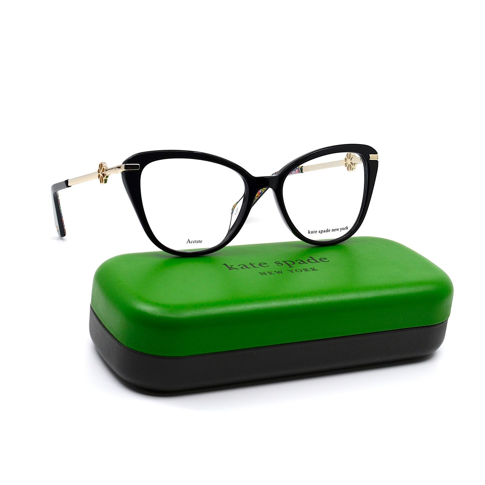 Kate Spade NEW KATE SPADE FLAVIA 807 BLACK GOLD EYEGLASSES FRAME Size ONE SIZE - 5 Thumbnail
