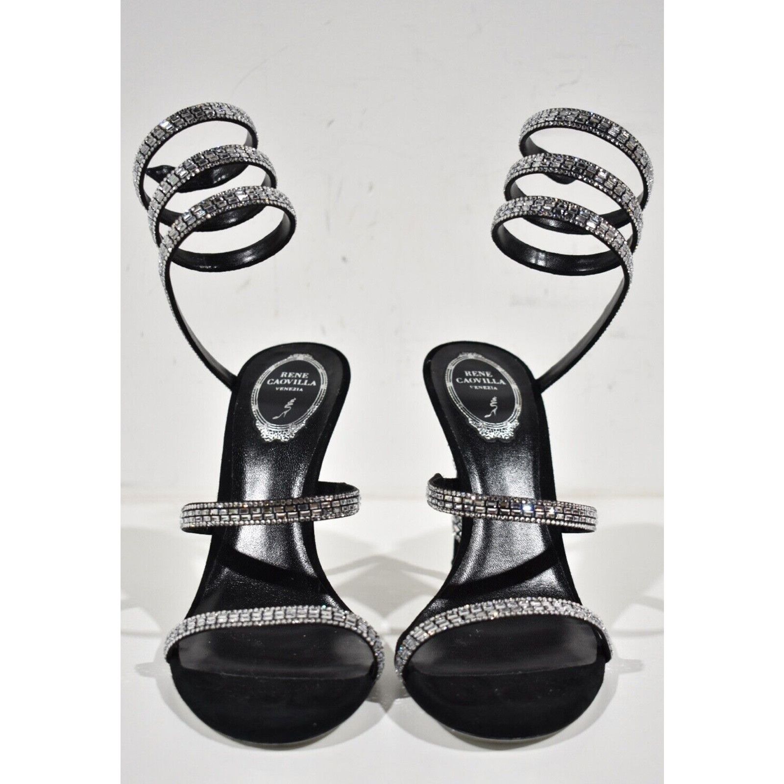 Rene Caovilla Margot Crystal Ankle Wrap Strap Sandal Heel Pump 37.5 Size US 7.5 / IT 37.5 - 6 Thumbnail