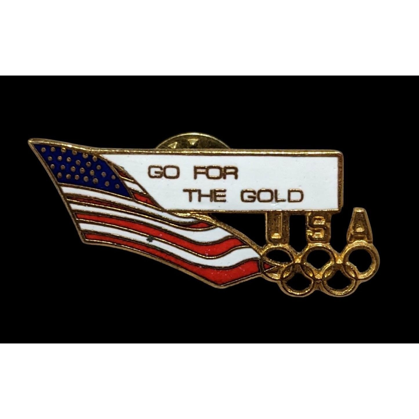 Other Vintage 90s Go For The Gold Olympic US Flag Lapel Pin Size ONE SIZE - 1 Thumbnail