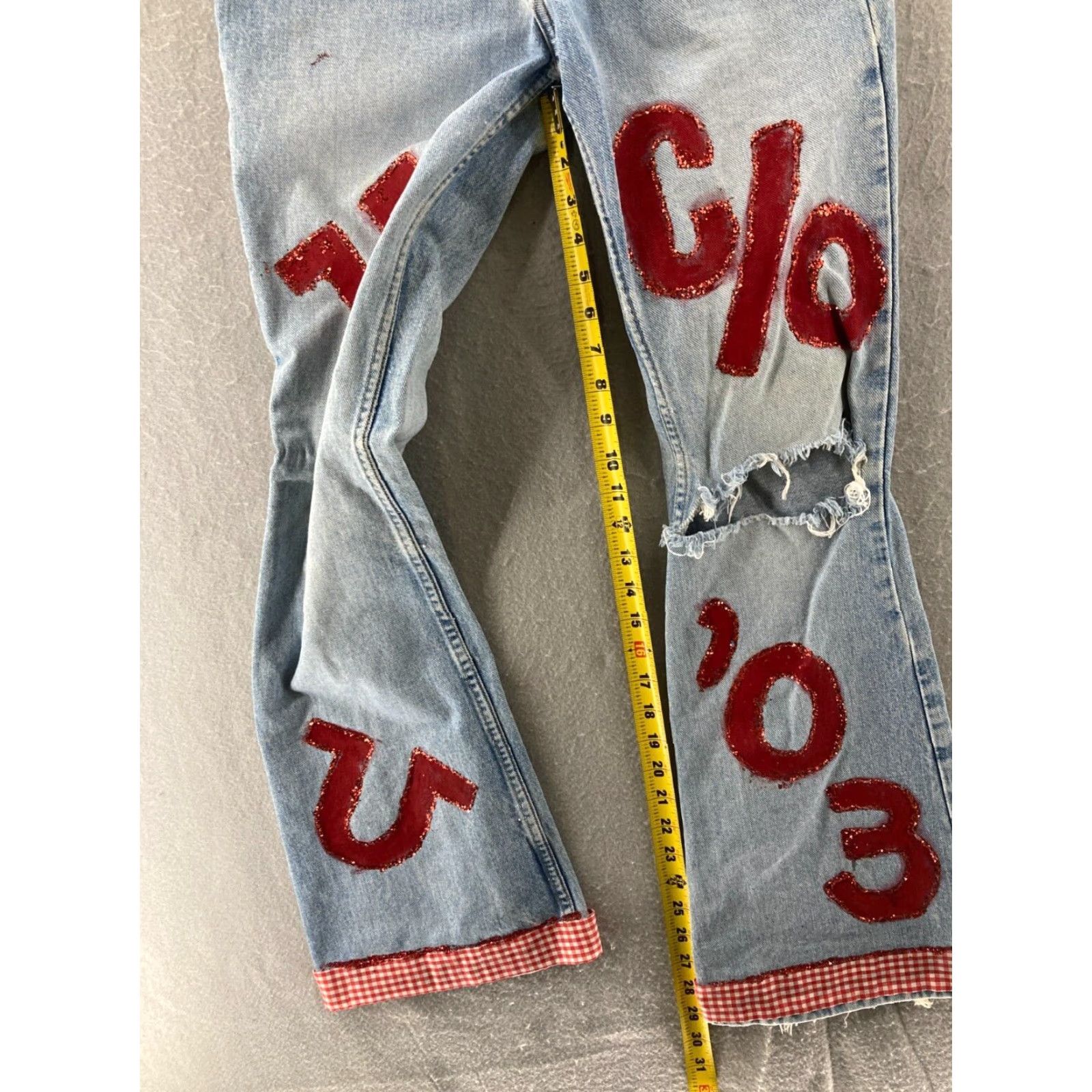 Vintage VINTAGE LEI Jeans Women 26 Blue Low Rise Bootcut Glitter Denim 90s Womens Size 26" / US 2 / IT 38 - 5 Thumbnail