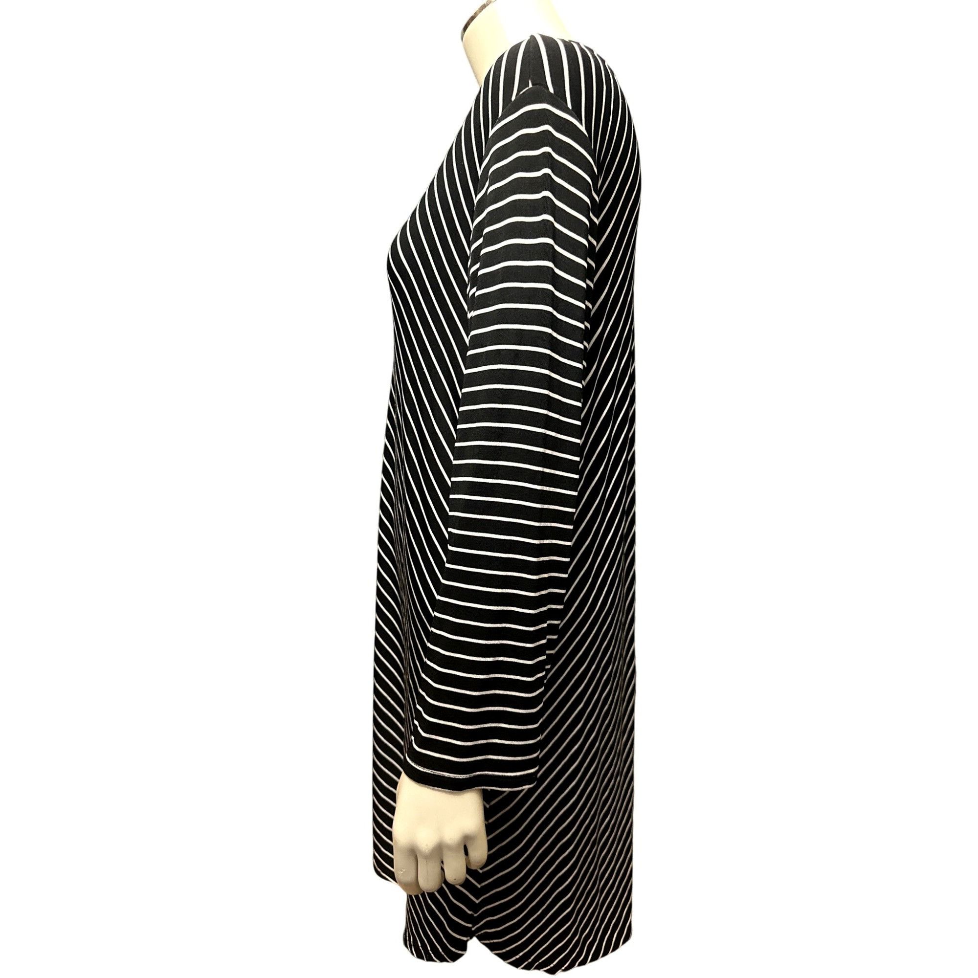 Chicos Chicos Black White Striped Asymmetrical Long Sleeve Tunic Dr Size XL / US 12-14 / IT 48-50 - 2 Thumbnail
