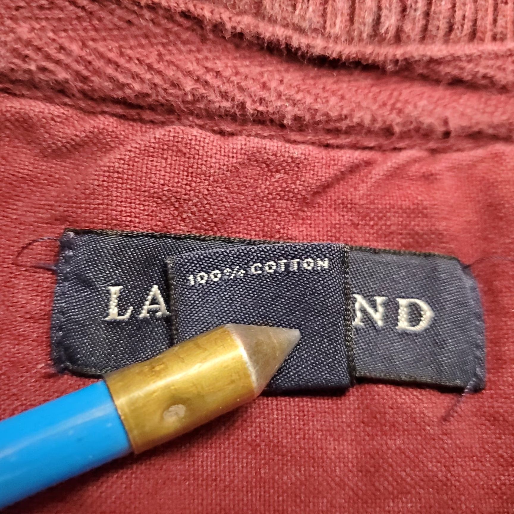 Lands' End Lands' End Sweater Men Red 1/4 Zip Long Sleeve Elbow Patches L Large Pullover Knit Casual Shirt Mens Size US L / EU 52-54 / 3 - 6 Thumbnail