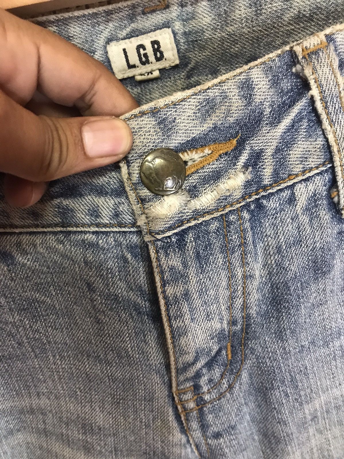 Le Grande Bleu (L.G.B.) 🔥GRAILS🔥OG LGB DENIM PATCHWORK CUSTOM VERY RARE Size US 32 / EU 48 - 8 Thumbnail