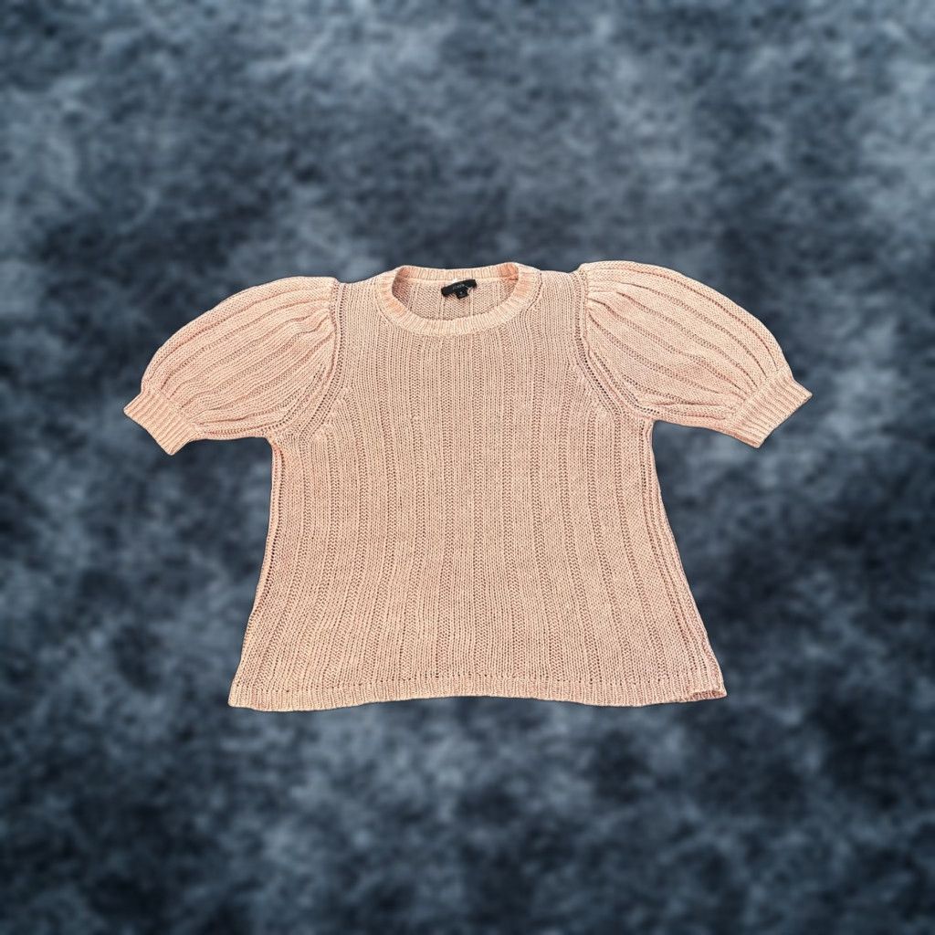 J.Crew J.CREW T-Shirt Womens Small Linen Cable Knit Balloon Sleeve Crew Neck Pink S Womens Size S / US 4 / IT 40 - 1 Thumbnail