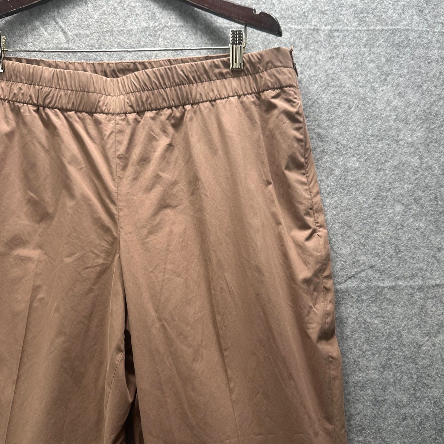 Vintage Akris Punto Pants Womens 14 Brown Ankle Straight Leg Elastic Waist Lined Cupro Pants Size 36" / US 14 / IT 50 - 4 Thumbnail