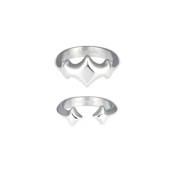 Jewelry Unisex Silver Ring – Grid Star Pattern, Open Fit Size ONE SIZE - 5 Thumbnail