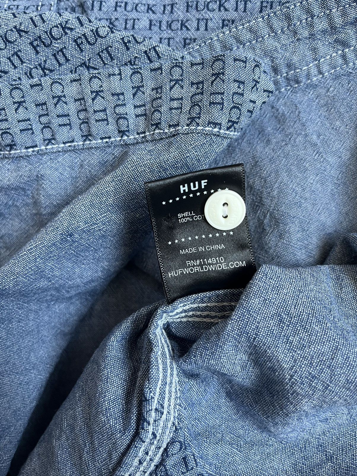 Huf × Thrasher HUF Unisex Blue Chambray Workwear Cat Eye Button Up Shirt Size US M / EU 48-50 / 2 - 19 Thumbnail