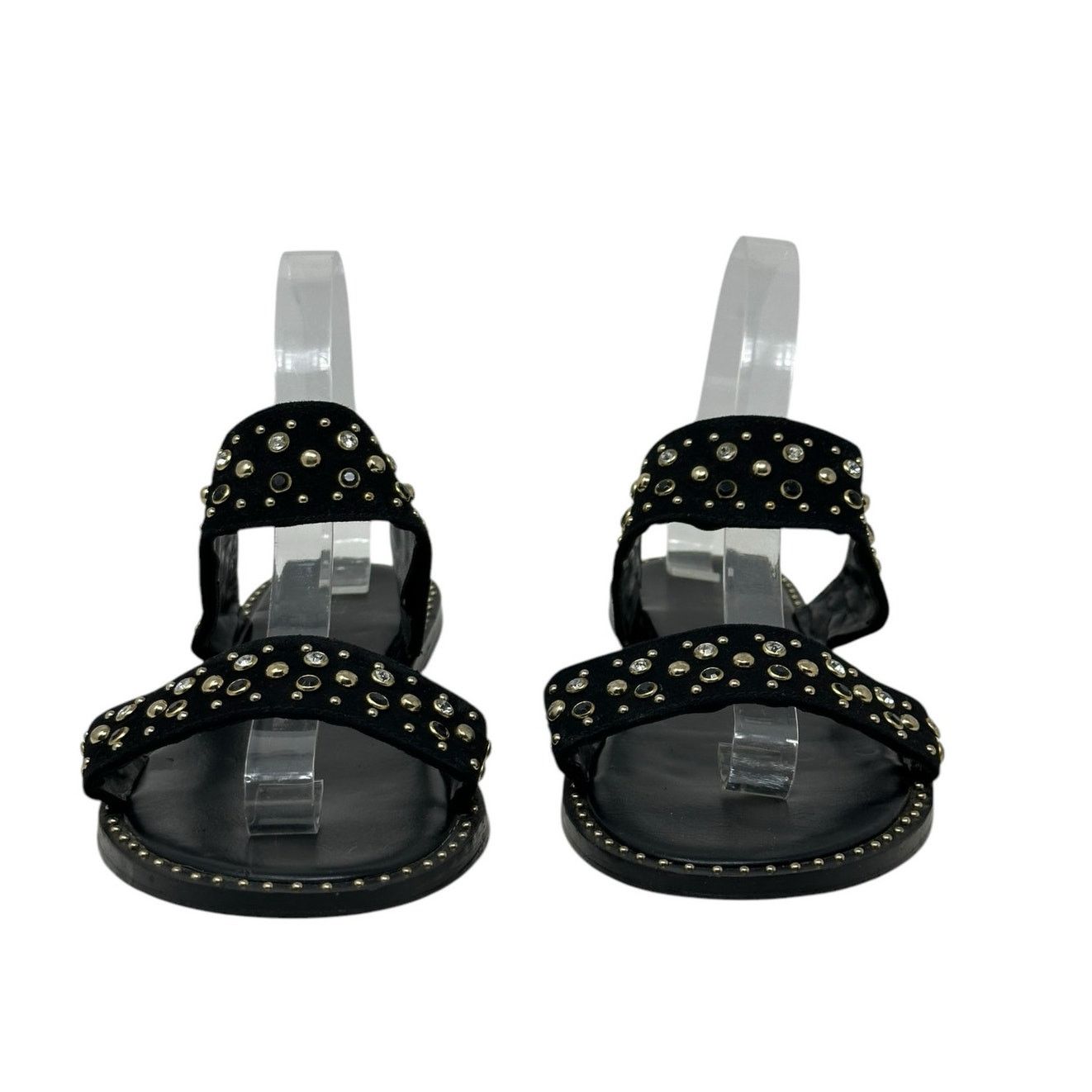 Express Express black faux suede studded flat sandals size 10 Size US 10 / IT 40 - 2 Thumbnail