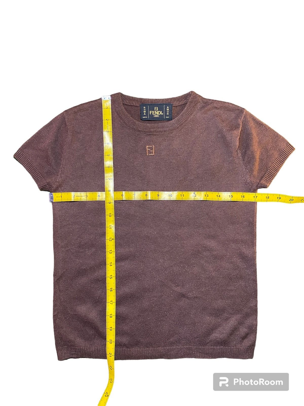 image of Vintage Fendi Knit Shirt in Brown, Women's (Size Small)