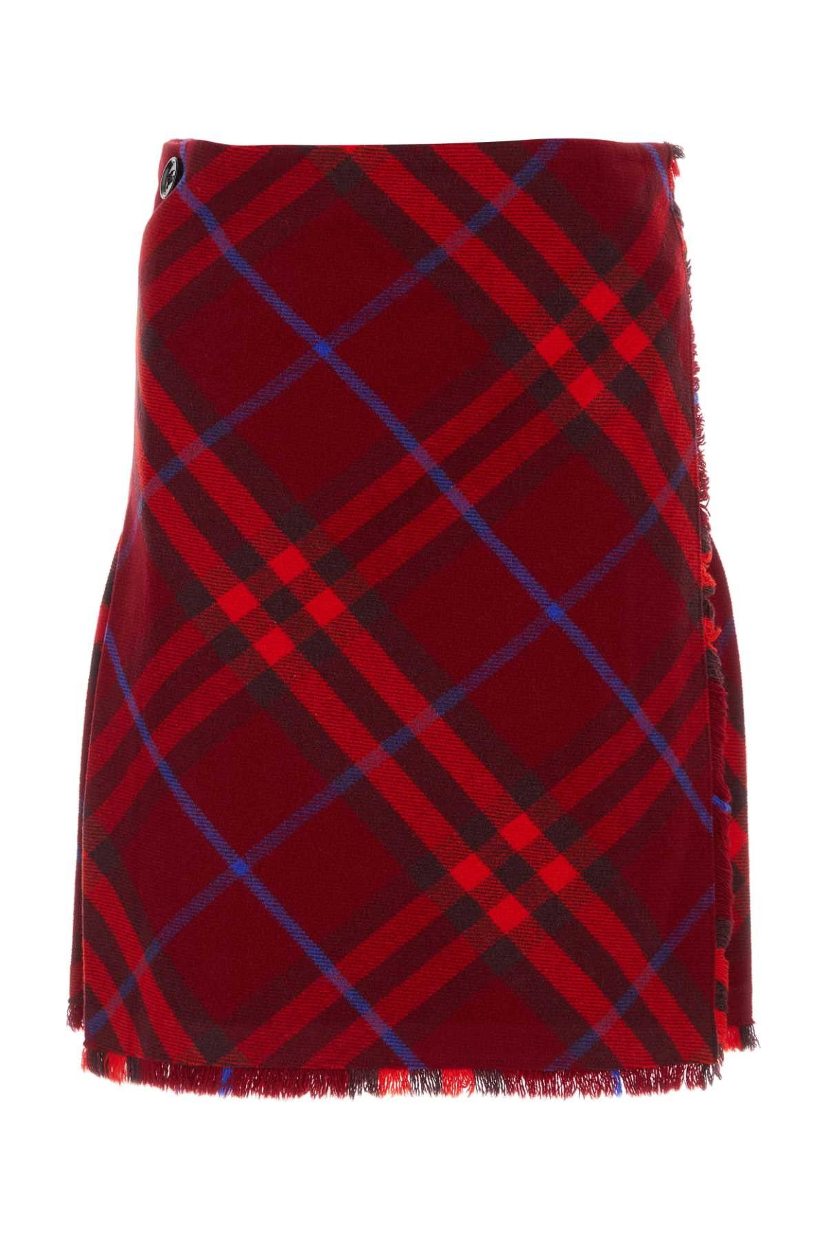 image of Burberry Embroidered Wool Skirt in Printed, Women's (Size 26)