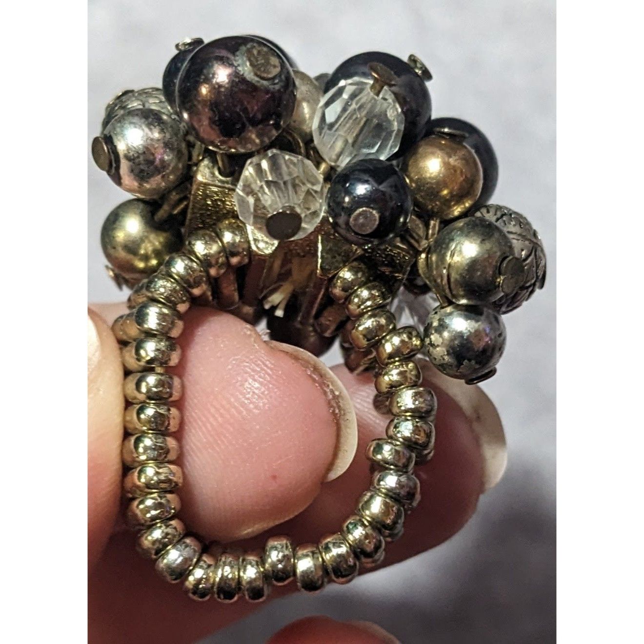 Other Chunky Metallic Beaded Cluster Stretch Ring Size 8 Size ONE SIZE - 14 Thumbnail