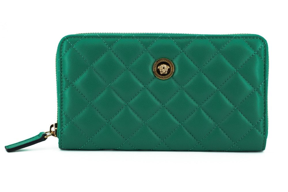Versace Elegant Quilted Leather Zip Women's Wallet Size ONE SIZE - 1 Thumbnail