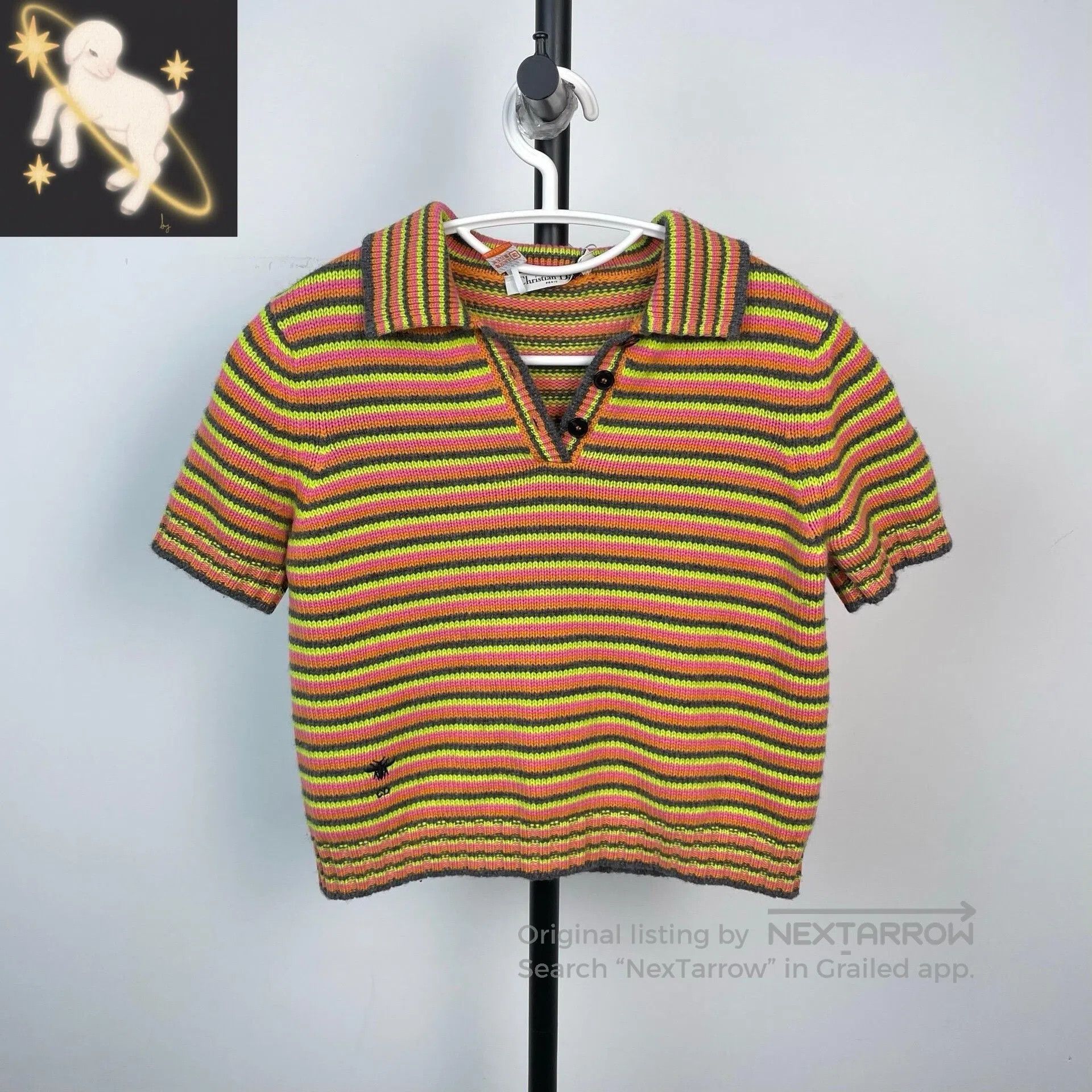 Dior Dior Colorful Striped Little Bee Cashmere Knit Short Sleev Size S / US 4 / IT 40 - 1 Thumbnail