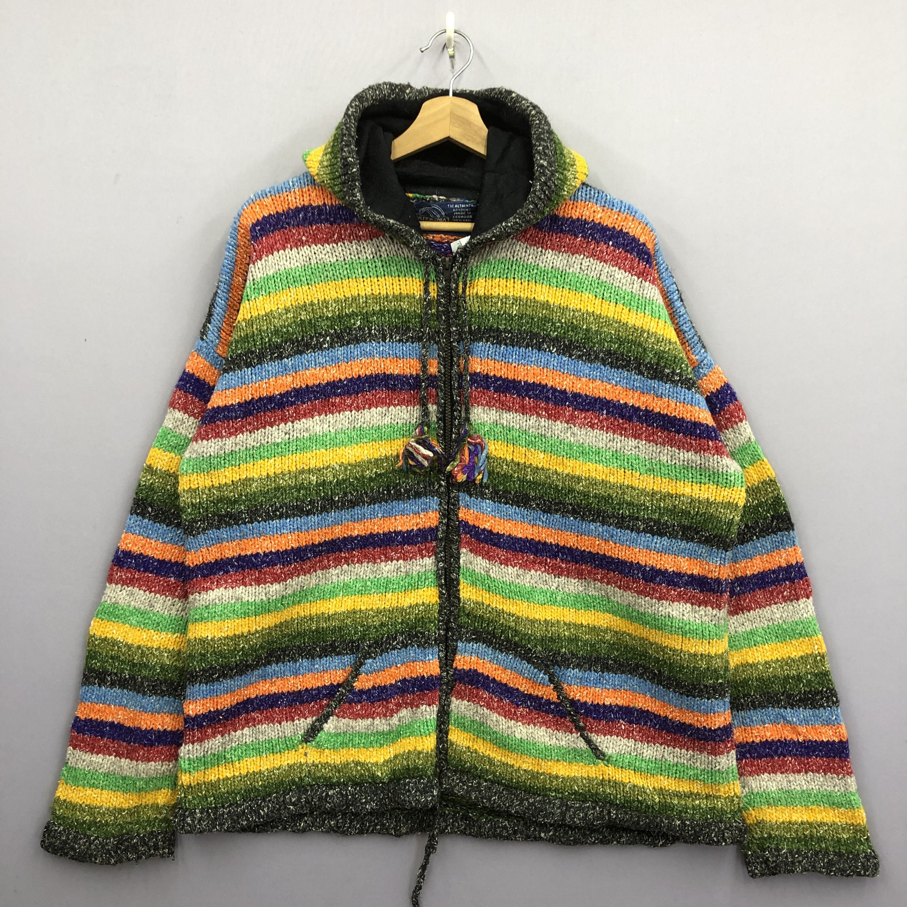 Homespun Knitwear × Vintage Vintage Artesania Handknit Knitwear Zipper Hoodie Sweater Size US M / EU 48-50 / 2 - 1 Thumbnail