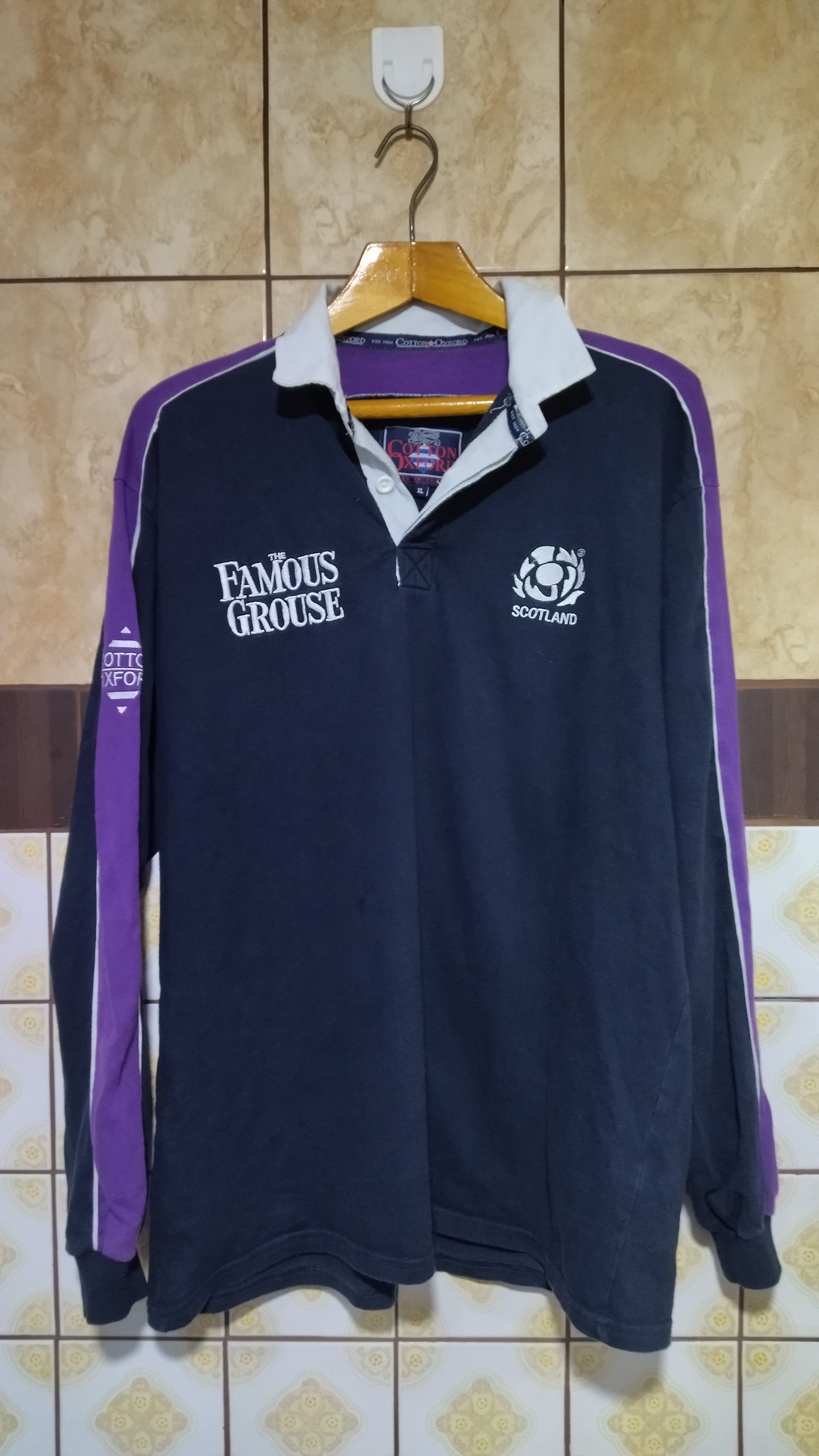 image of England Rugby League x Rugby North America Vintage The Famous Grouse Cotton Oxford Scotland Rugby i