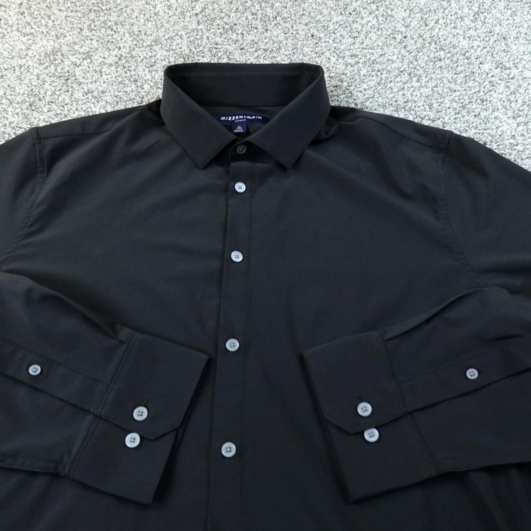 Mizzen+Main Mizzen+Main Shirt Mens XL Black Leeward Trim Stretch Dress Button Up Performance Shirt Size 46R - 3 Thumbnail