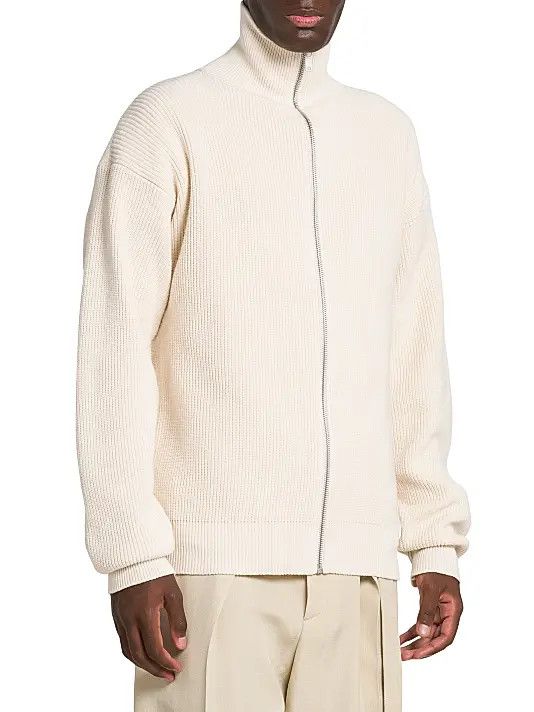 Jil Sander o1loc1c0426 Cotton Zip Up Turtleneck Cardigan in Beige Size US S / EU 44-46 / 1 - 3 Thumbnail