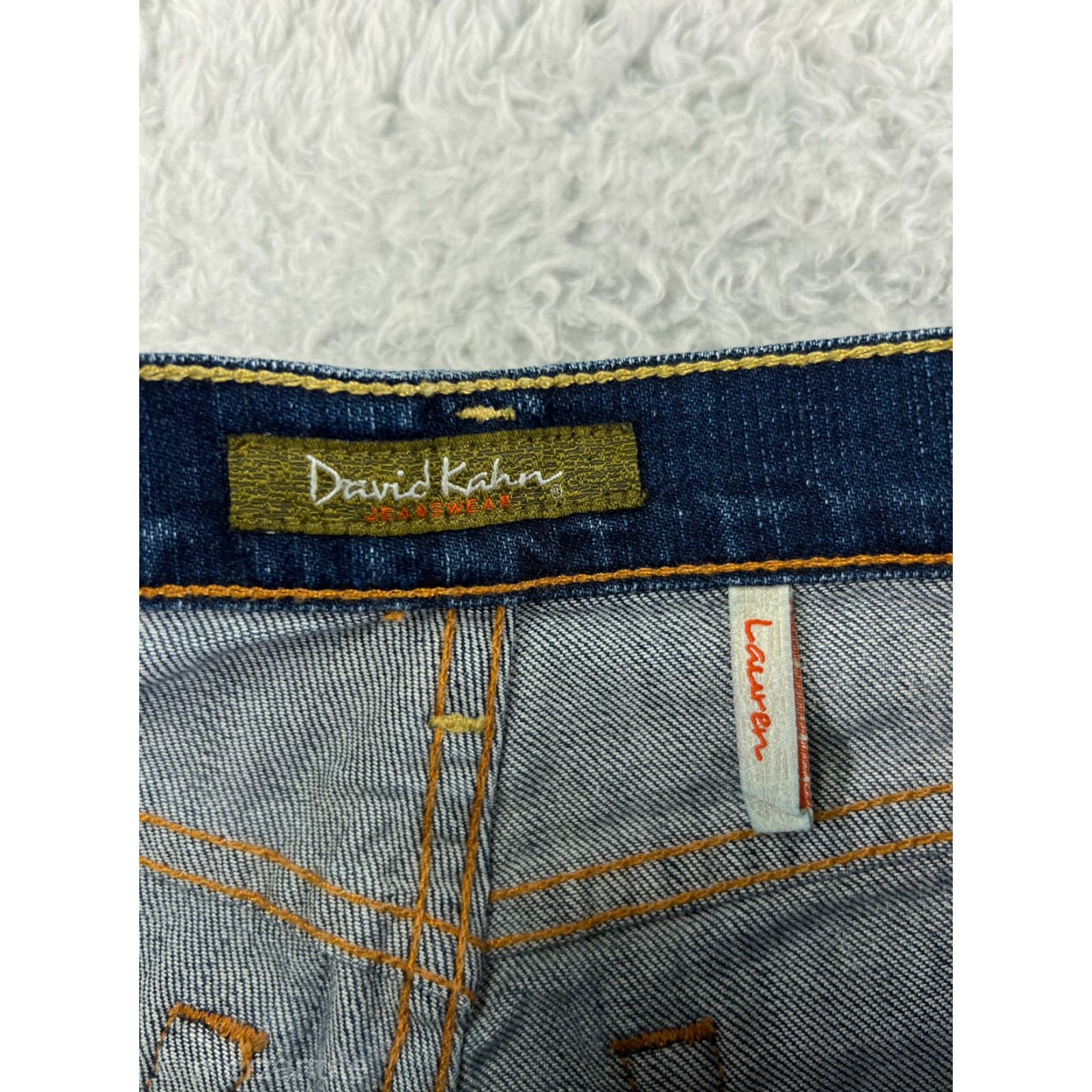 Vintage David Kahn Jeans Women 4 Blue Denim 26 in Waist 30 in Inseam 5-Pocket Embroidered Logo Straight Cotton Size 27" / US 4 / IT 40 - 3 Thumbnail