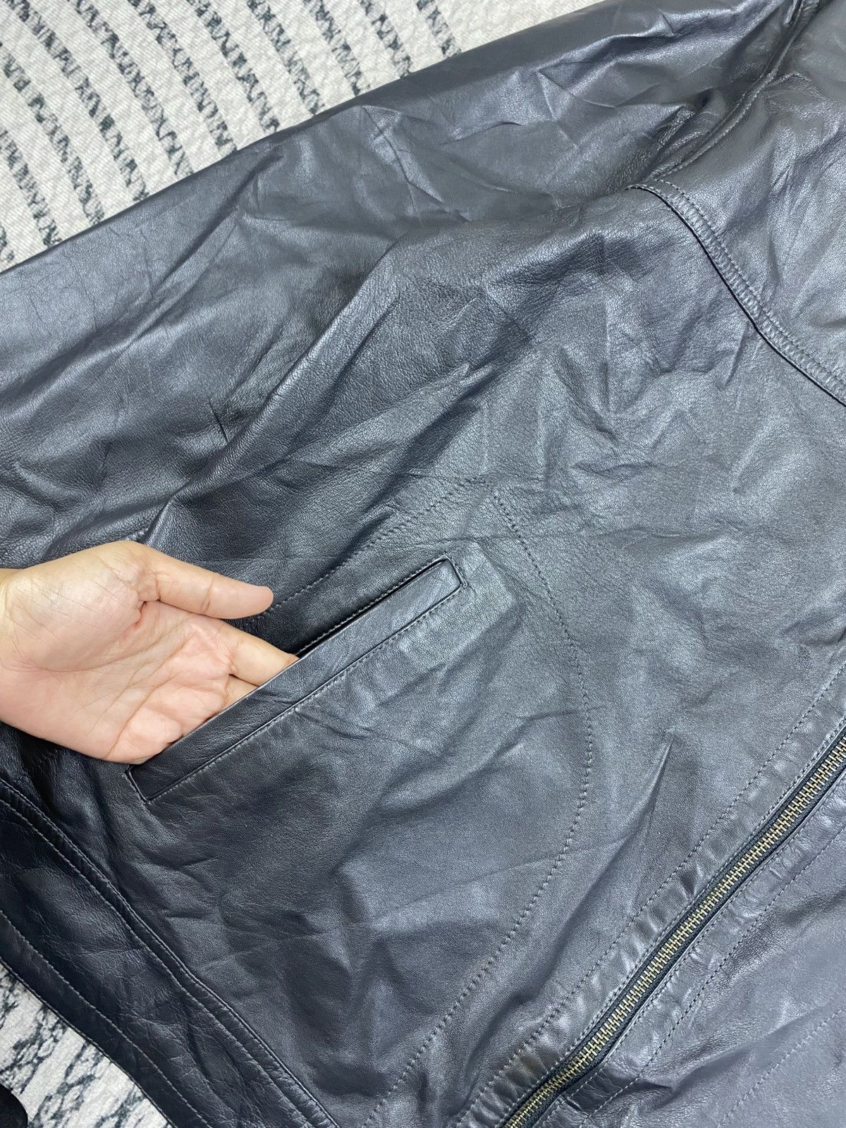 Japanese Brand Vtg Kircilar Grey Checked Reversible Zipper Leather Jacket Size US L / EU 52-54 / 3 - 8 Thumbnail