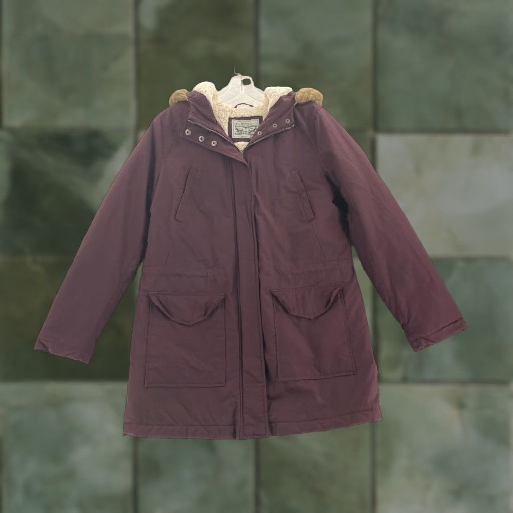 Levi's Levi Strauss & Co Coat Womens Medium Hooded Sherpa Lined Faux Fur Trim Cargo Size M / US 6-8 / IT 42-44 - 1 Thumbnail