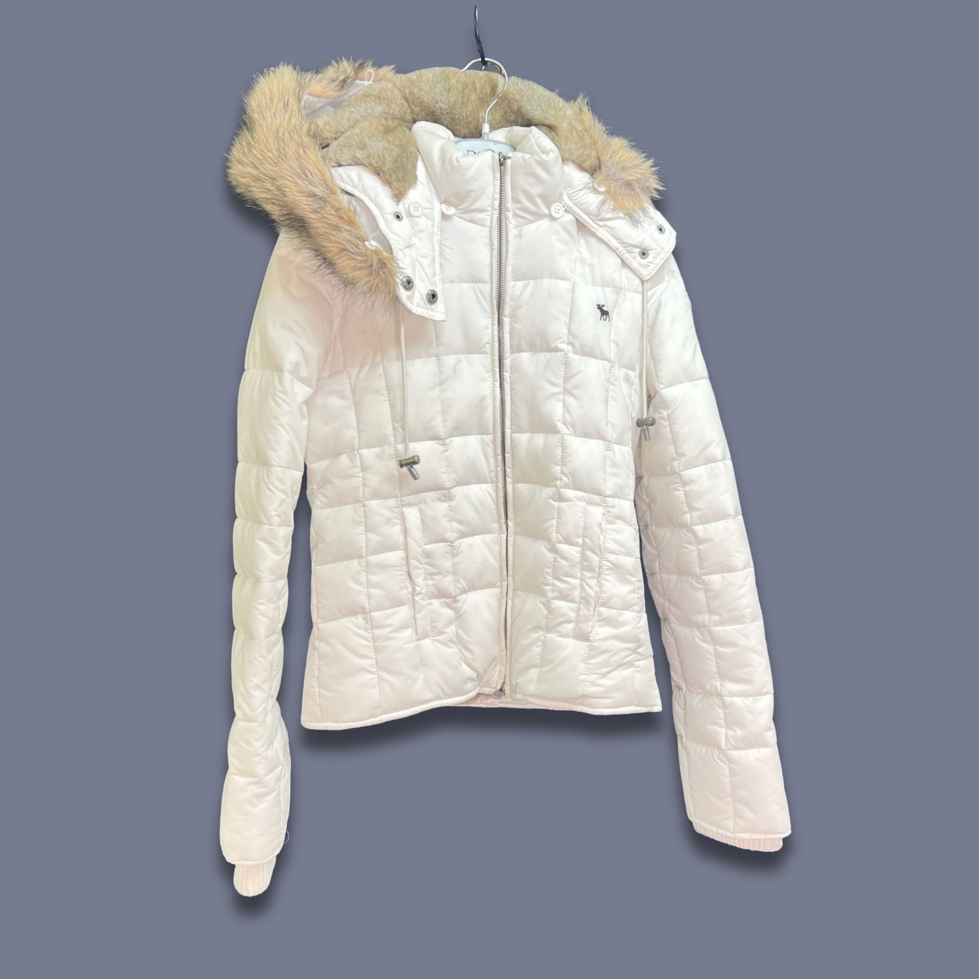 Abercrombie & Fitch ABERCOMBIE & FITCH Womens White Quilted Puffer Jacket Faux F Size S / US 4 / IT 40 - 2 Thumbnail