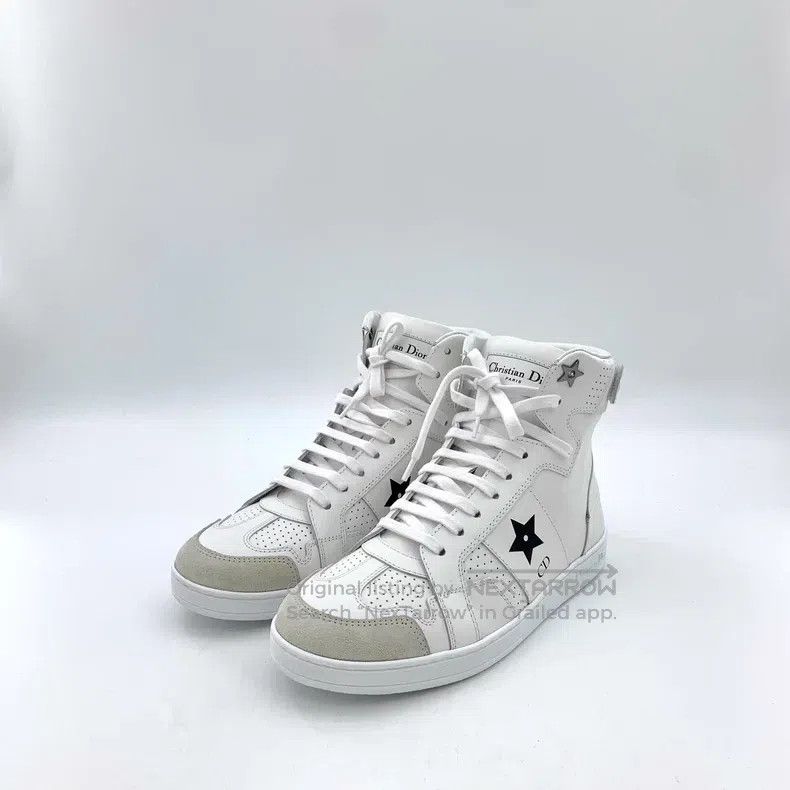 Dior Dior 23 white pentagram belt casual flat high-top sneakers Size US 4.5 / IT 34.5 - 1 Thumbnail