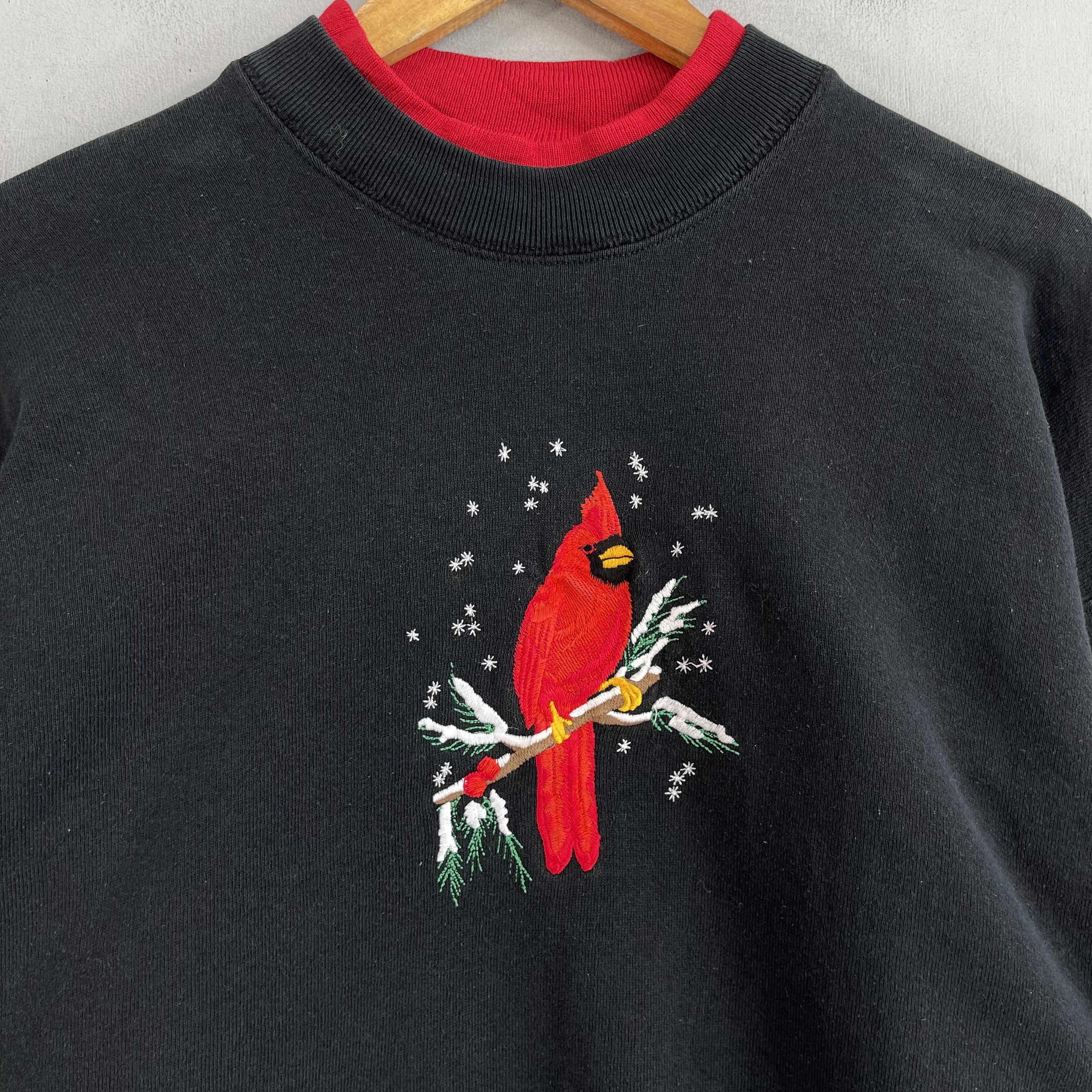 American Apparel × Vintage Vintage RED CARDINAL Bird Habitat Embroidery Sweatshirt Size US M / EU 48-50 / 2 - 2 Thumbnail