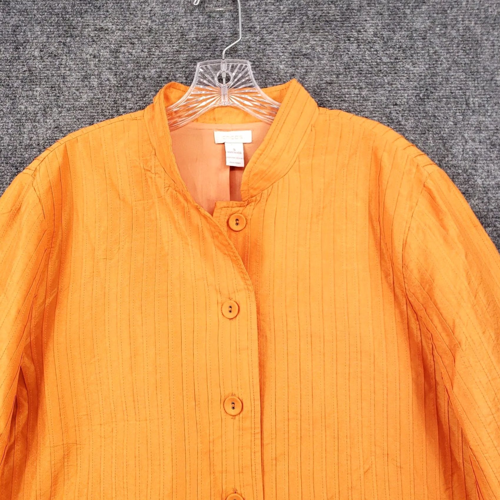 Vintage Chicos Jacket Womens XL Orange Button Up Pintuck Pleat Long Sleeve Casual Spin Size XL / US 12-14 / IT 48-50 - 2 Thumbnail