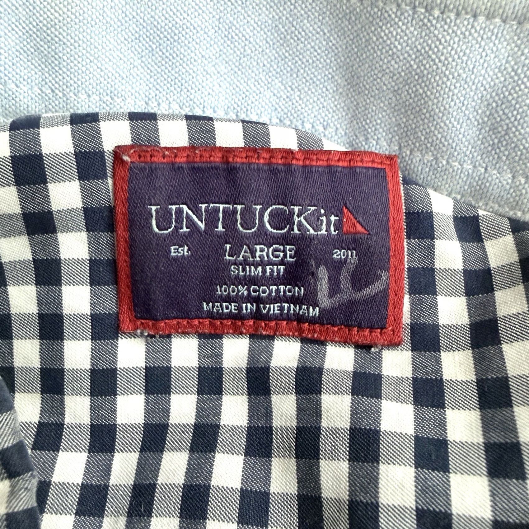 UNTUCKit UNTUCKit Slim Fit Plaid Blue Long Sleeve Button-Down Shirt Mens Size L Size US L / EU 52-54 / 3 - 4 Thumbnail