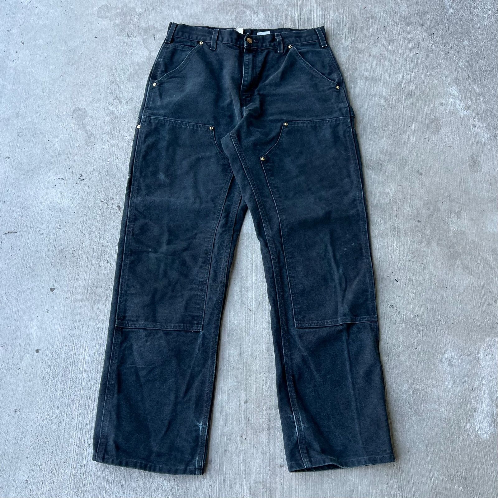 Carhartt × Vintage Carhartt faded black double knee work wear carpenter pants Size US 31 - 1 Thumbnail