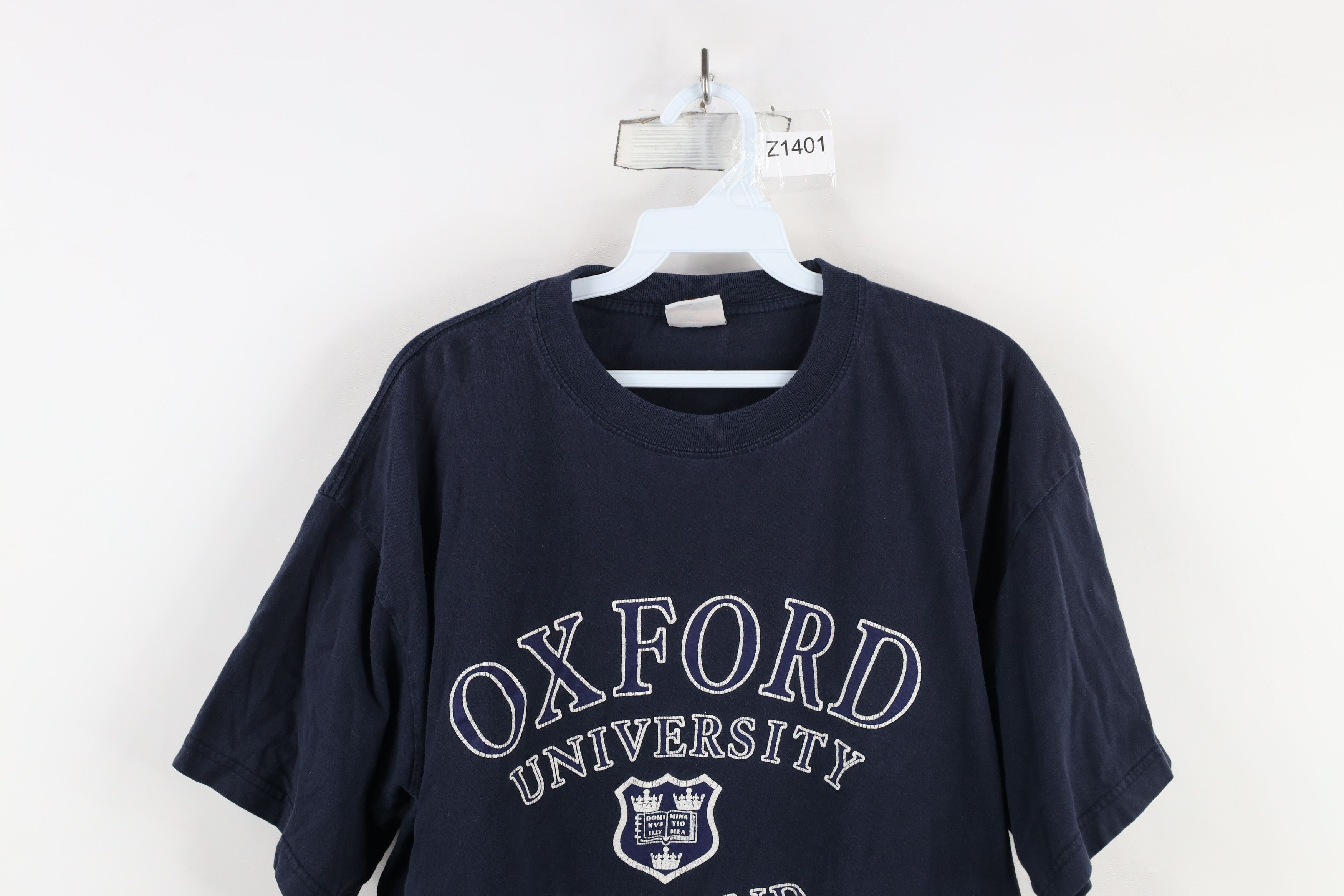 Vintage Vintage 90s Oxford University England T-Shirt Navy Blue Size US XL / EU 56 / 4 - 2 Thumbnail