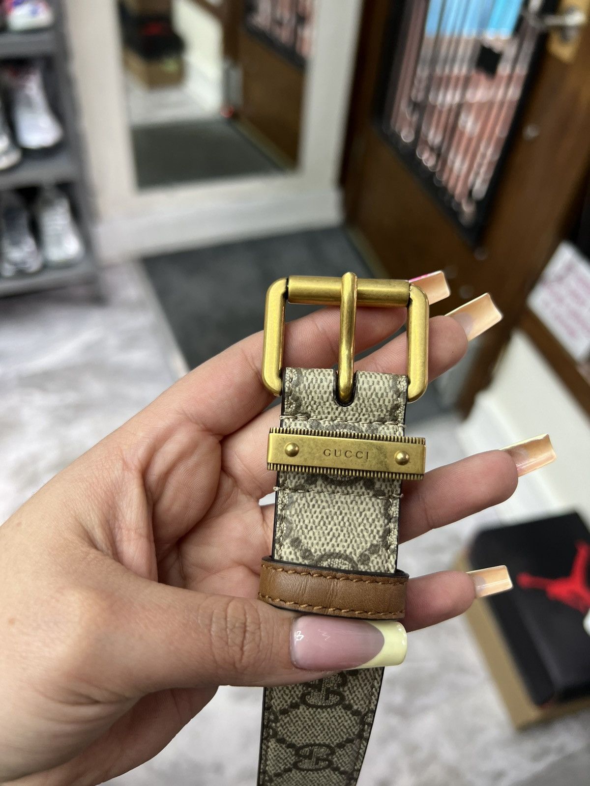 Gucci Gucci GG Supreme Monogram Square Belt Size 38 - 3 Thumbnail