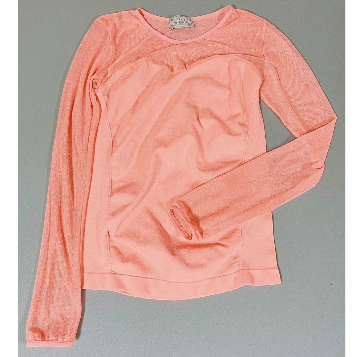 Japanese Brand Pink Neon Mesh Long Sleeve Top Tee T-Shirt Blouse Size S 🌸✨ Size S / US 4 / IT 40 - 1 Thumbnail
