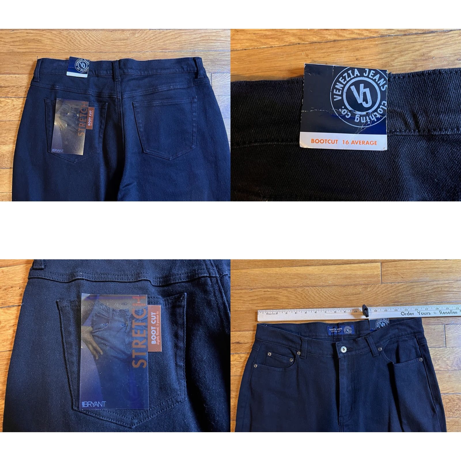 Vintage Venezia Jeans Women’s 16 Average Black Stretch Boot Cut Jeans Shirt Pants? Size 38" / US 16 / IT 52 - 8 Thumbnail