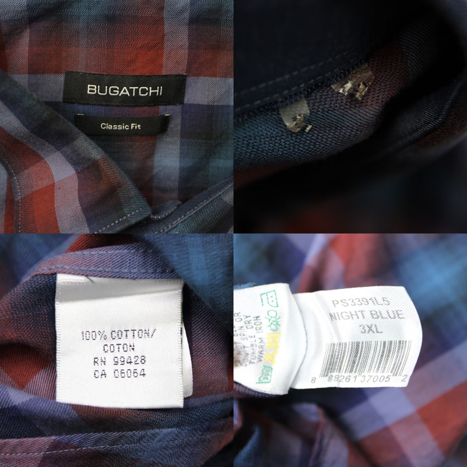 BUGATCHI Bugatchi Uomo Shirt Mens 3XL XXXL Blue Red Classic Fit 100% Cotton Long Sleeve Button-Up Shirt Size US XXL / EU 58 / 5 - 8 Thumbnail