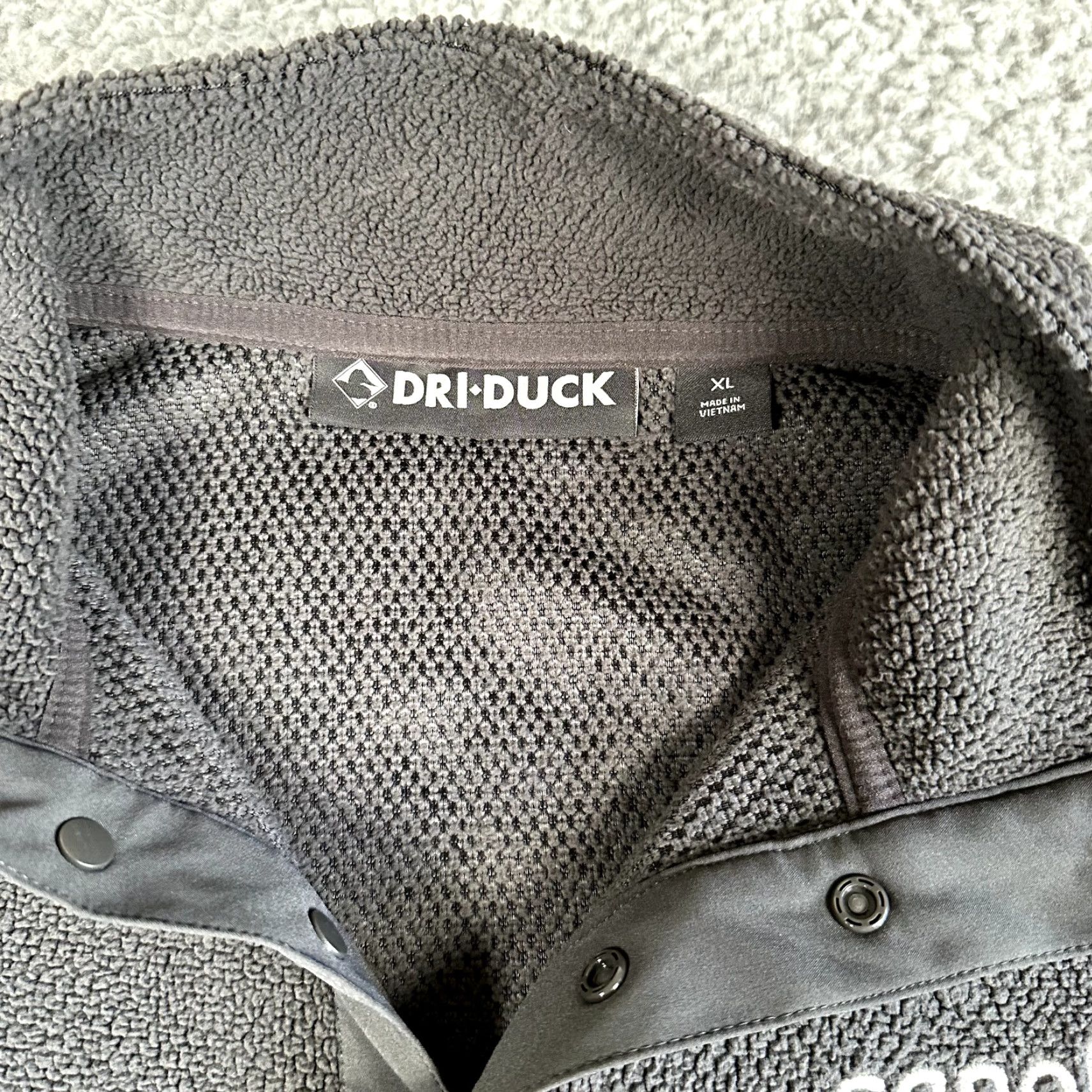 Vintage DRI DUCK Jacket Men XL Gray Sherpa Fleece Pullover Lightweight Snap Button Size US XL / EU 56 / 4 - 6 Thumbnail