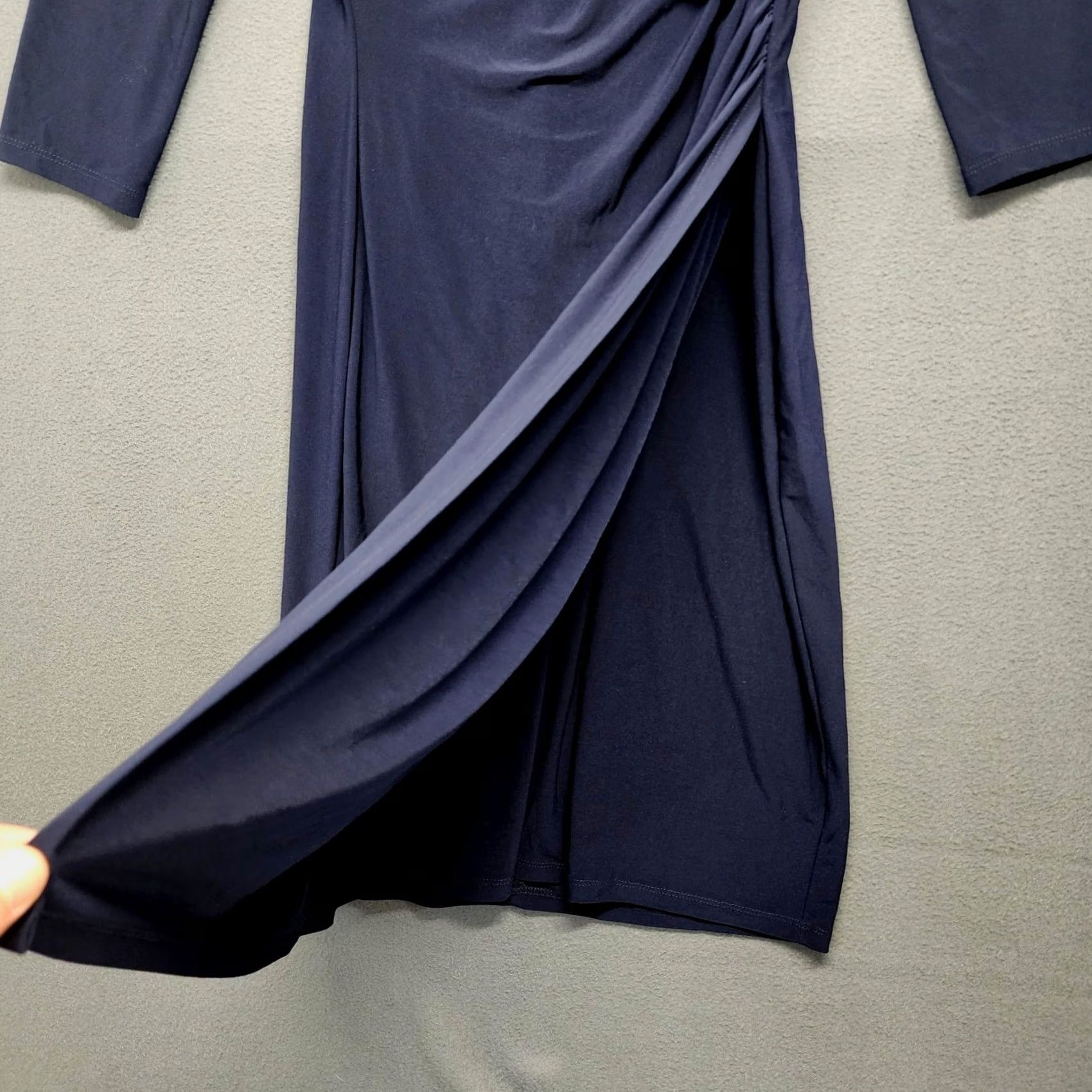 Ralph Lauren Ralph Lauren LRL Dress Womens 10 Navy Blue Slinky Stretch Midi V-Neck Wrap Pullover Classic Formal Party/Cocktail Mens Women Size L / US 10 / IT 46 - 6 Thumbnail