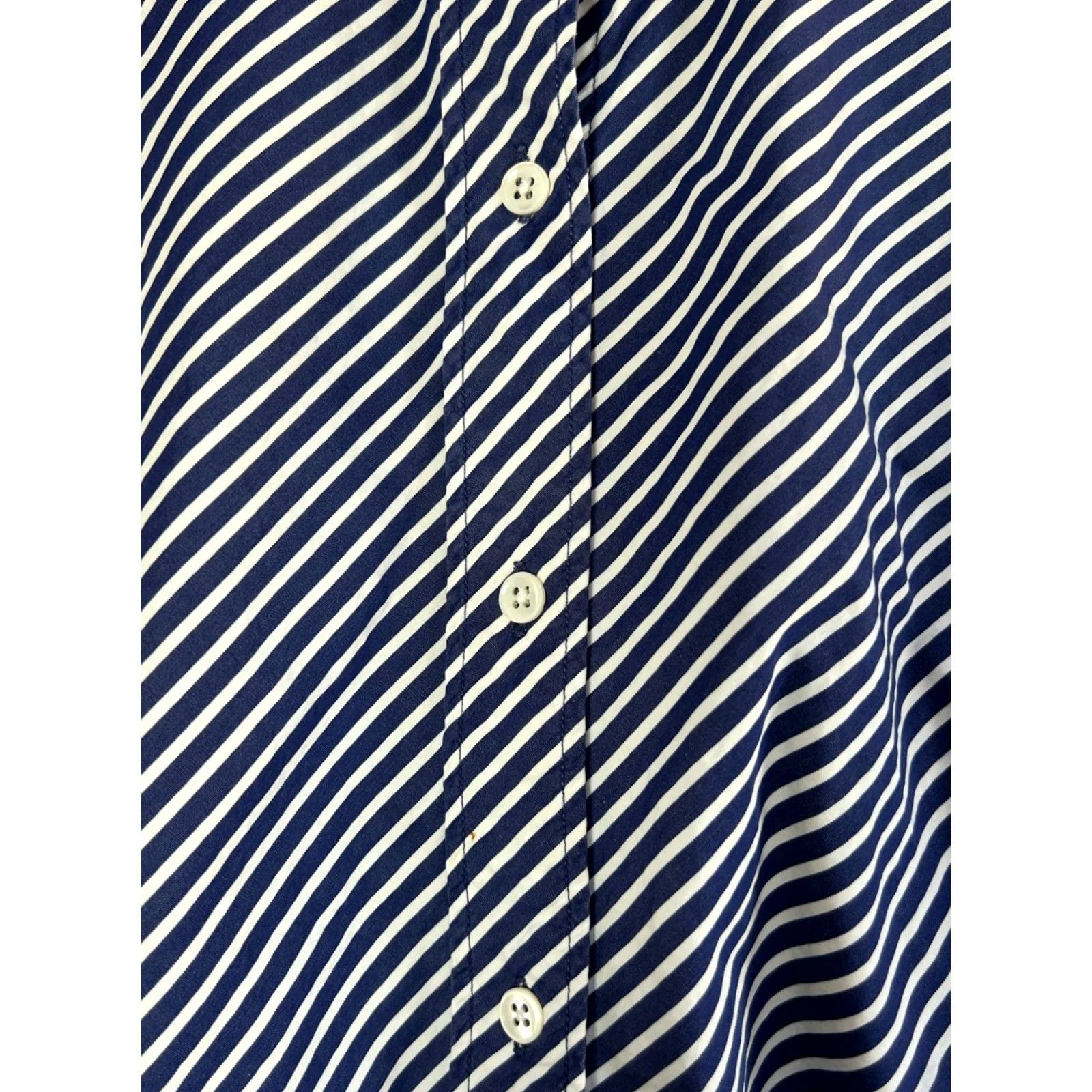Brooks Brothers F by Faconnable Womens Blue White Striped Button-Up Shirt Large Long Sleeve Top Casual Size L / US 10 / IT 46 - 2 Thumbnail