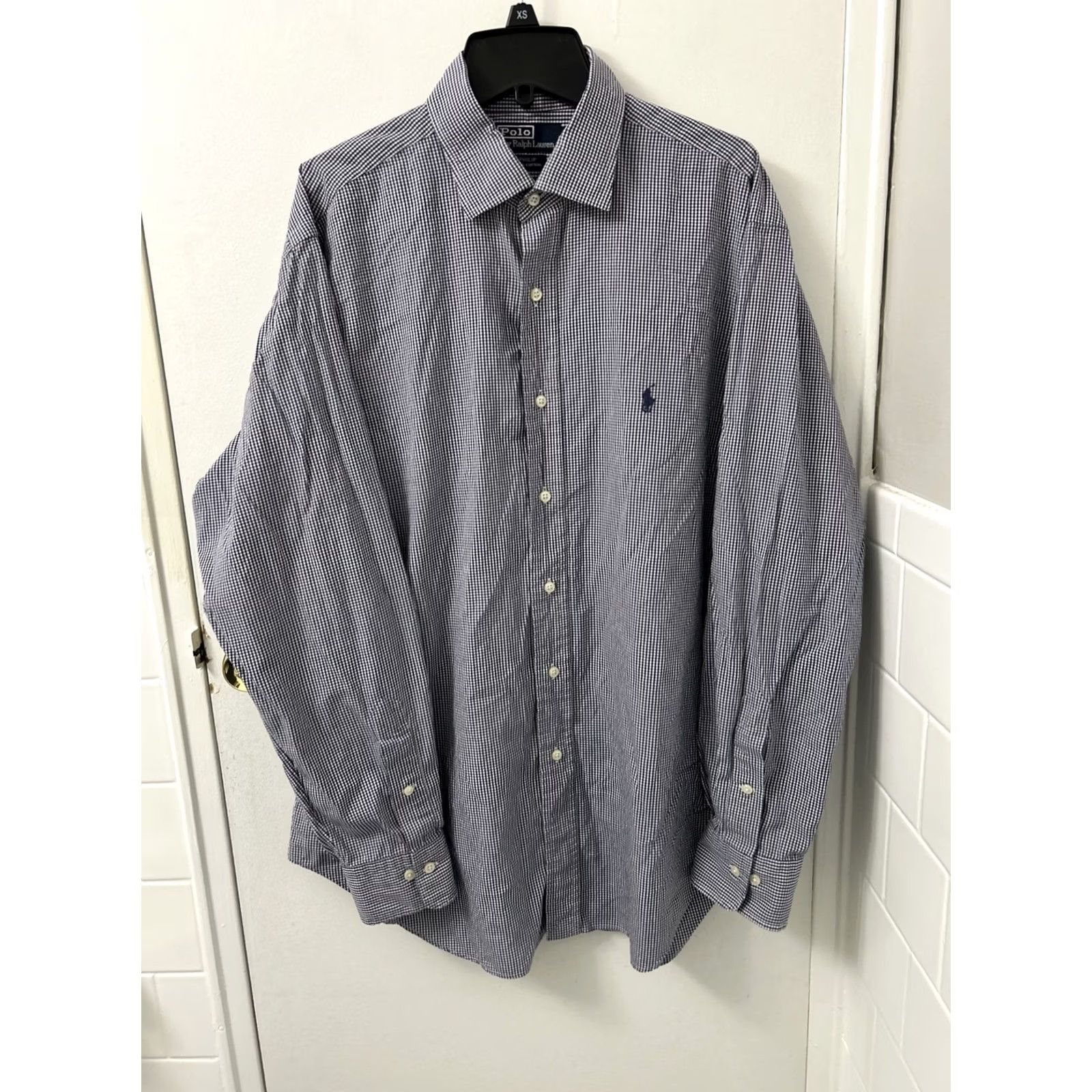 Polo Ralph Lauren VINTAGE Polo Ralph Lauren Philip Shirt Mens 16.5 Blue White Plaid Button Up L/S Dress Shirt Size US XL / EU 56 / 4 - 2 Thumbnail
