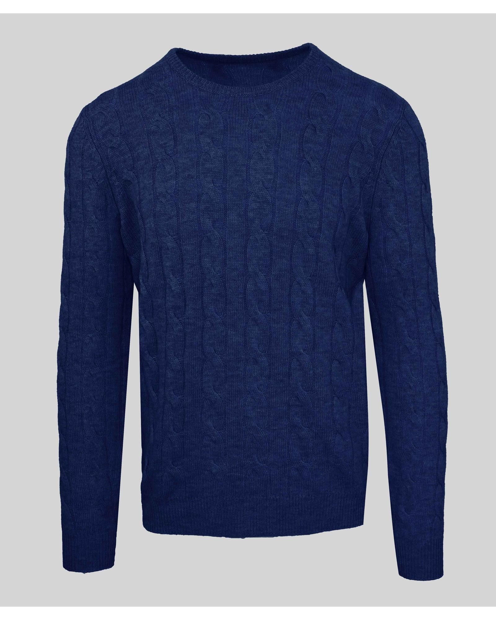 image of Malo Round Neck Cashmere Wool Sweater in Blue, Men's (Size Small)