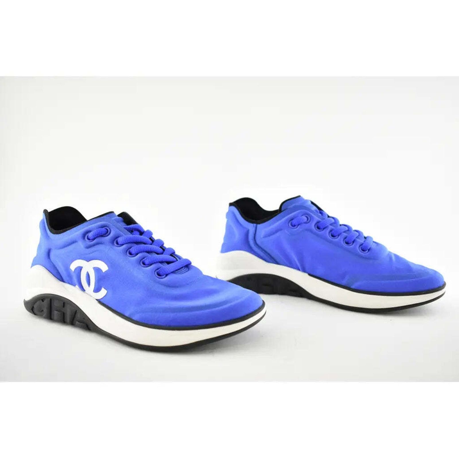 Chanel 19P Lycra CC Logo Lace Up Low Top Trainer Sneaker 36.5 Size US 6.5 / IT 36.5 - 2 Thumbnail