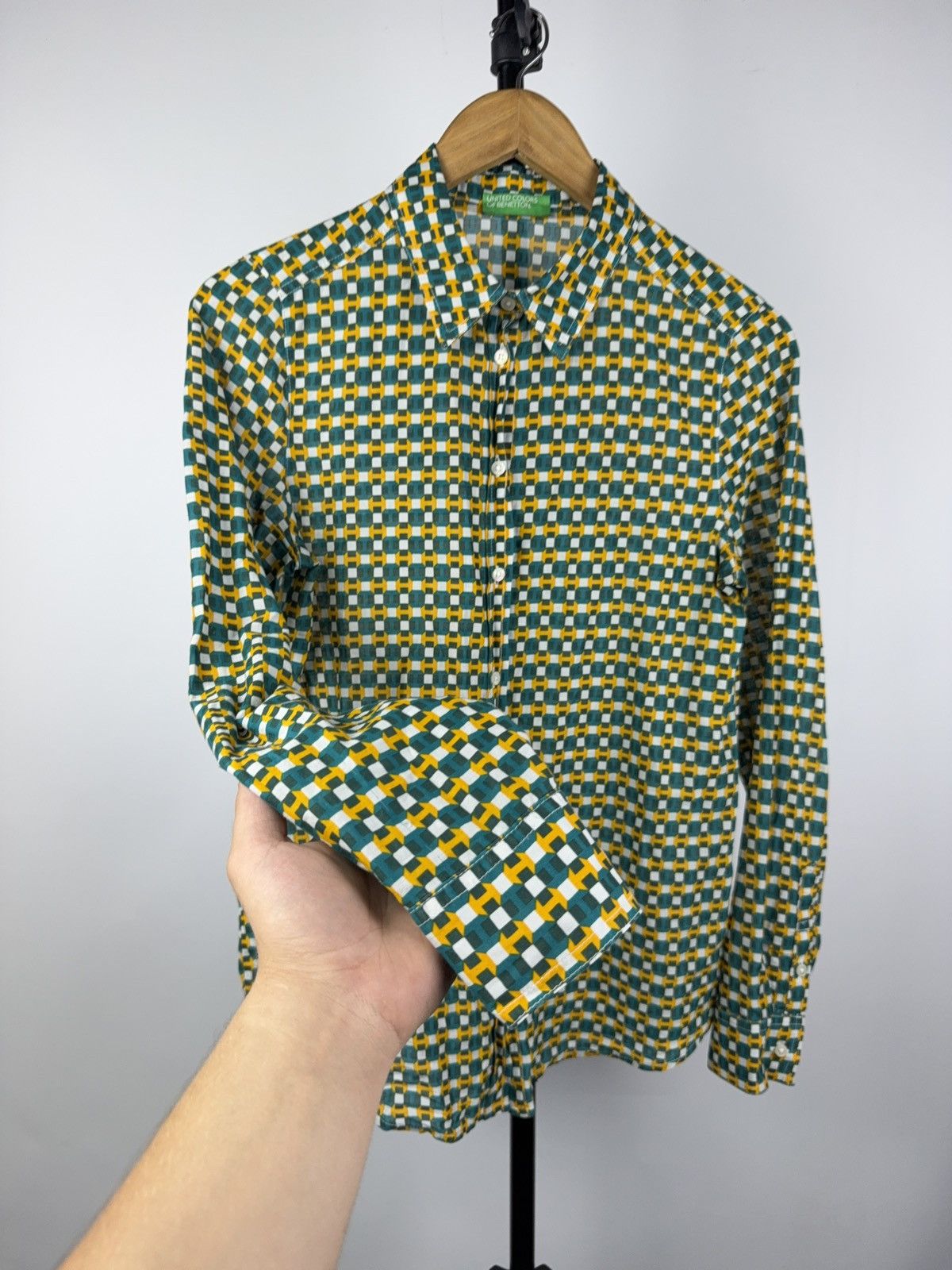 United Colors Of Benetton Vntg Retro United Colors Of Benetton Luxury Mesh Long Shirt Size M / US 6-8 / IT 42-44 - 4 Thumbnail
