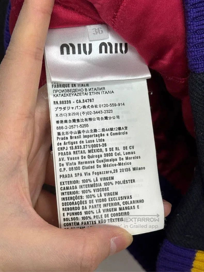 Miu Miu MiuMiu Wool Baseball Jacket with Logo. Size XS / US 0-2 / IT 36-38 - 4 Thumbnail