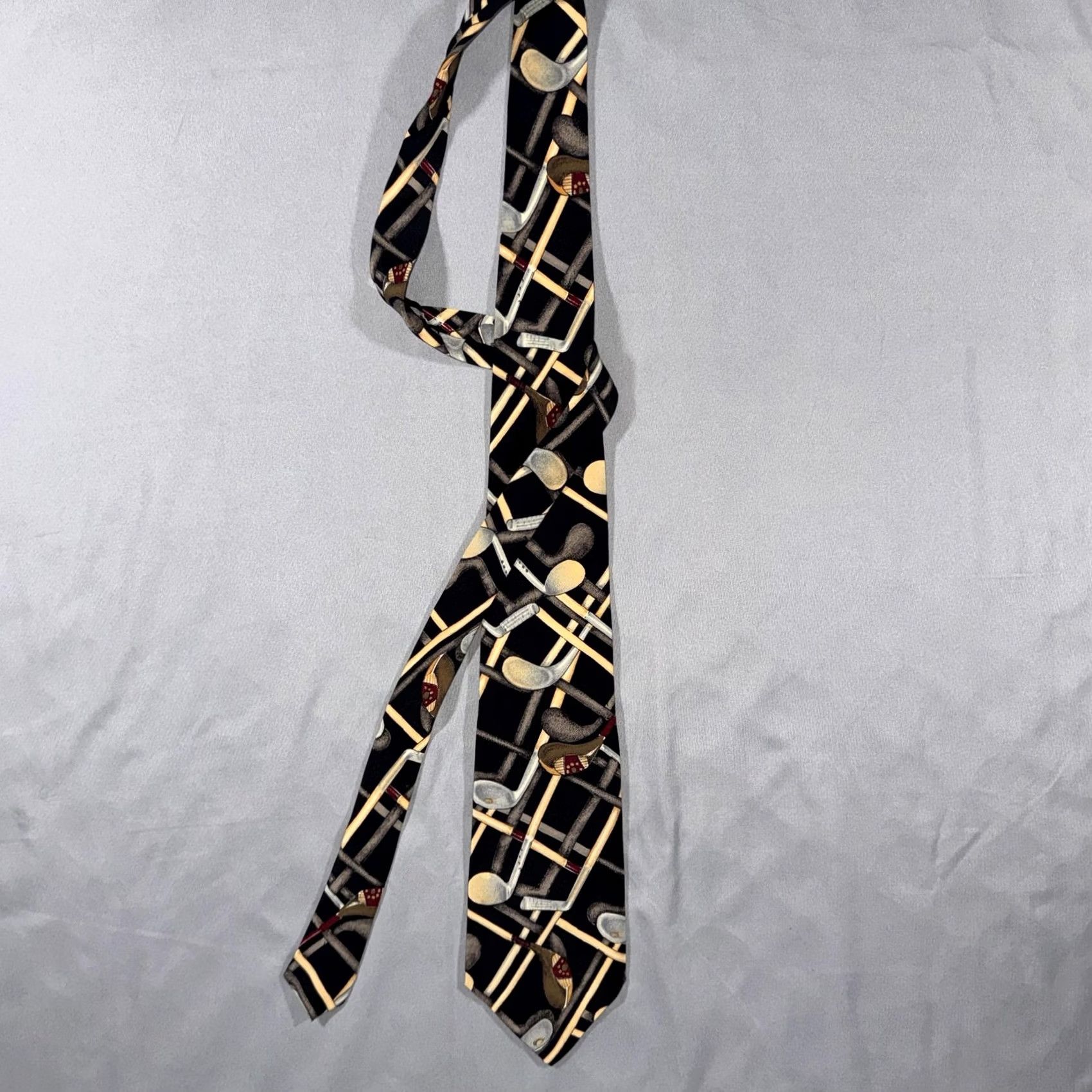 Polo Ralph Lauren Polo Ralph Lauren Tie Men 100% Silk Black Golf Clubs Geometric Woven Designer Neckwear Adjustable One Size Size US M / EU 48-50 / 2 - 2 Thumbnail