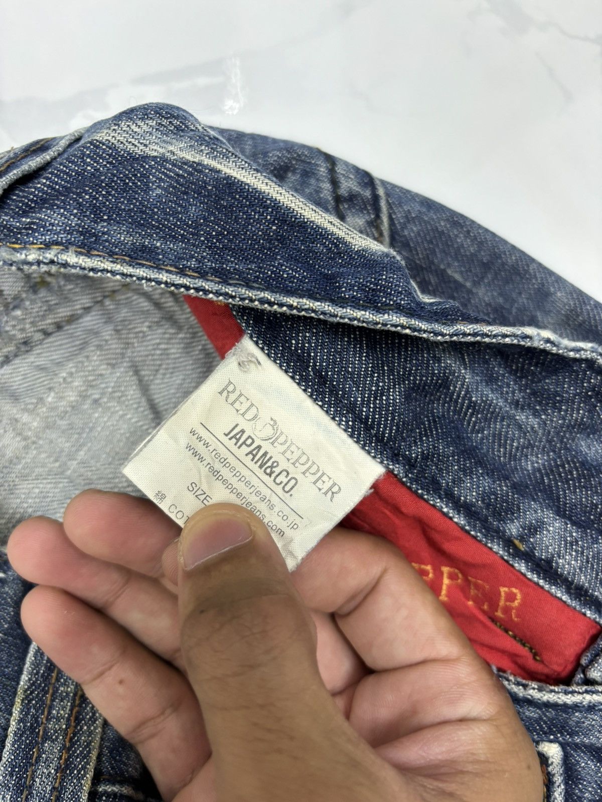 If Six Was Nine RED PEPPER FLARE JEANS BOOTCUT DISTRESSED DENIM Size 27" / US 4 / IT 40 - 11 Thumbnail