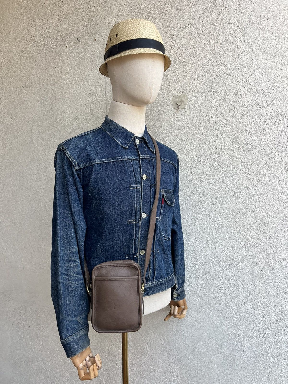 Vintage Coach Made In Usa Patina Cowhide Leather Mini Bag in Brown, Men's