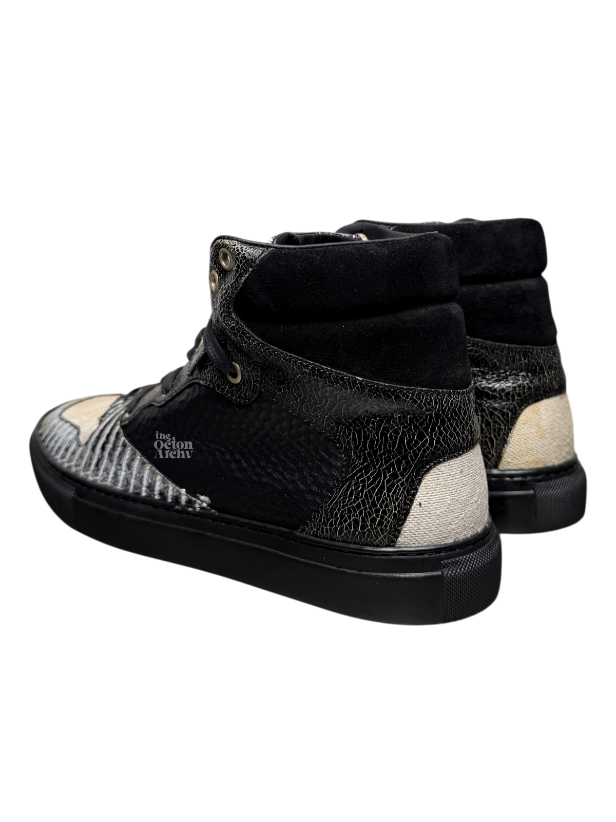 Balenciaga Vintage Balenciaga High Top Sneaker Black/Snakeskin Mismatch Size US 7 / EU 40 - 2 Thumbnail
