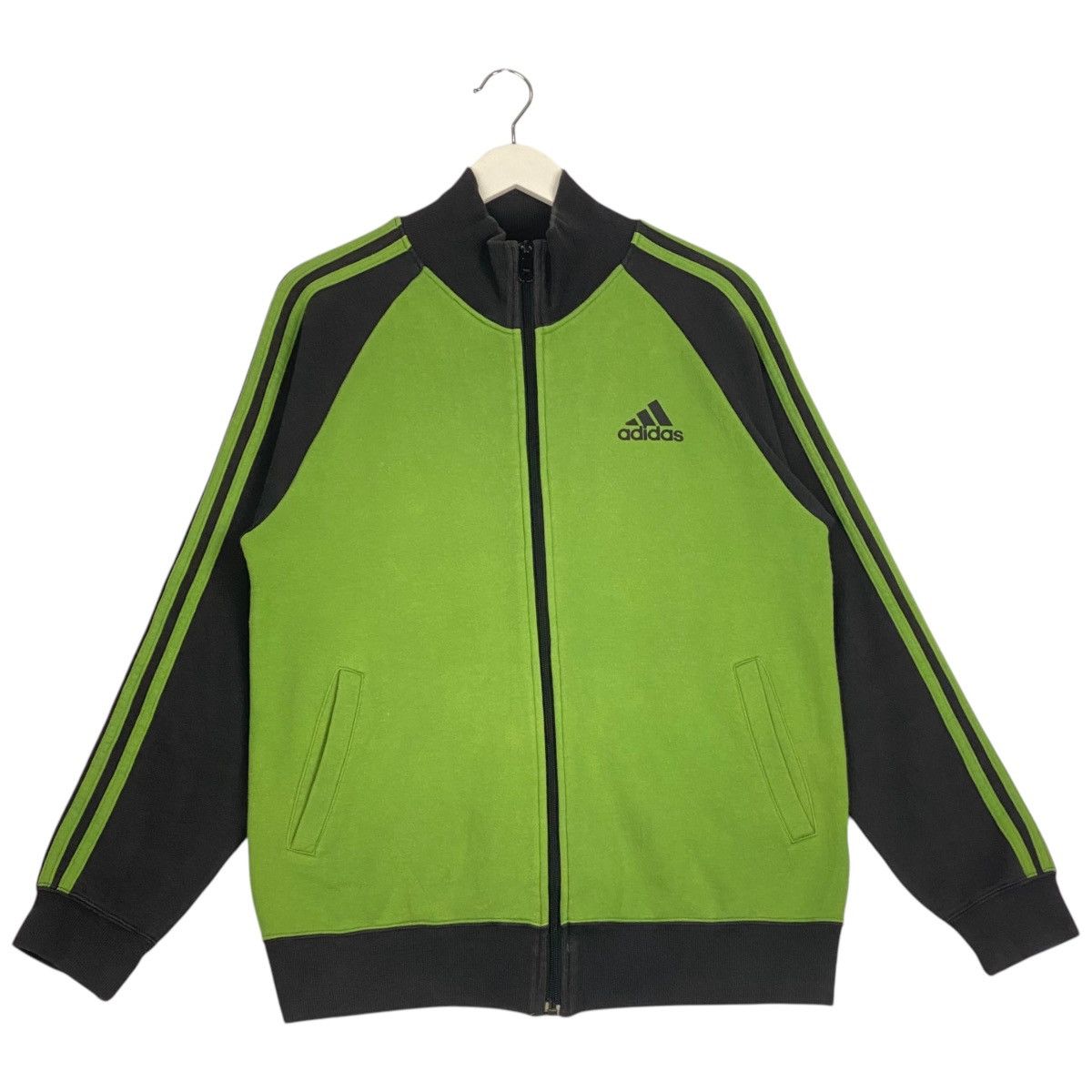 Adidas × Vintage Vintage Adidas Full Zip Hoodie Sweater Green/Black Size US L / EU 52-54 / 3 - 3 Thumbnail