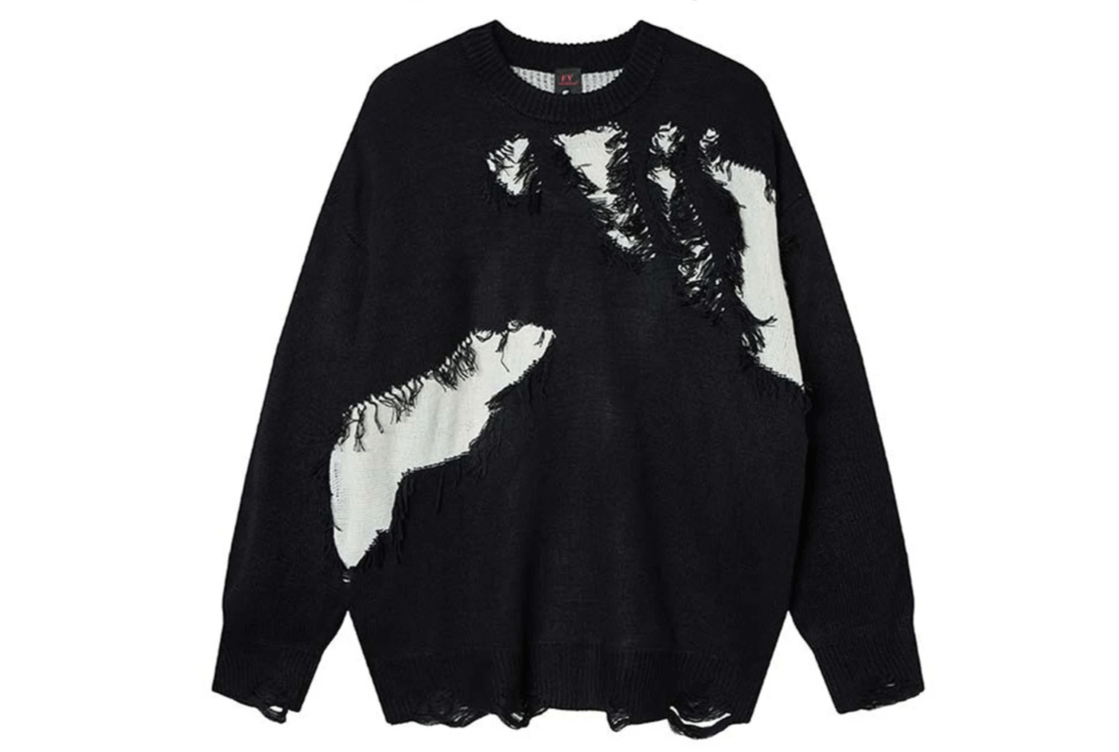 Broken Patchwork Oversized Men Sweaters